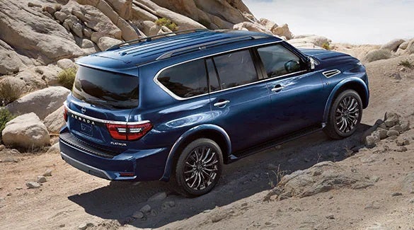 2023 Nissan Armada ascending off road hill illustrating body-on-frame construction. | Bedford Nissan in Bedford OH