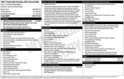 2021 Chevrolet Camaro SS Convertible 6-Speed
