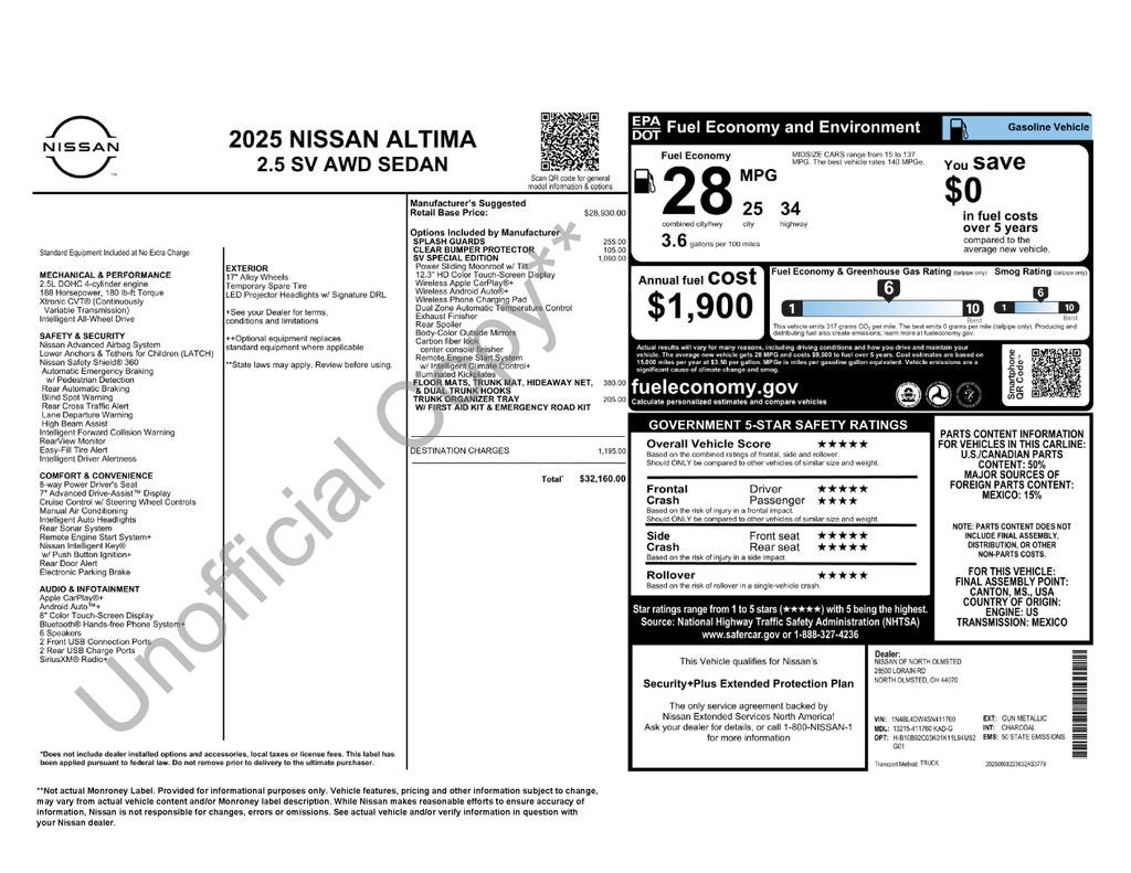 2025 Nissan Altima 2.5 SV Special Edition AWD