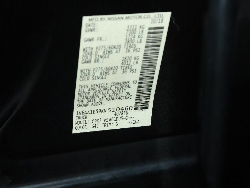 2019 Nissan Titan SL Midnight Edition 4WD