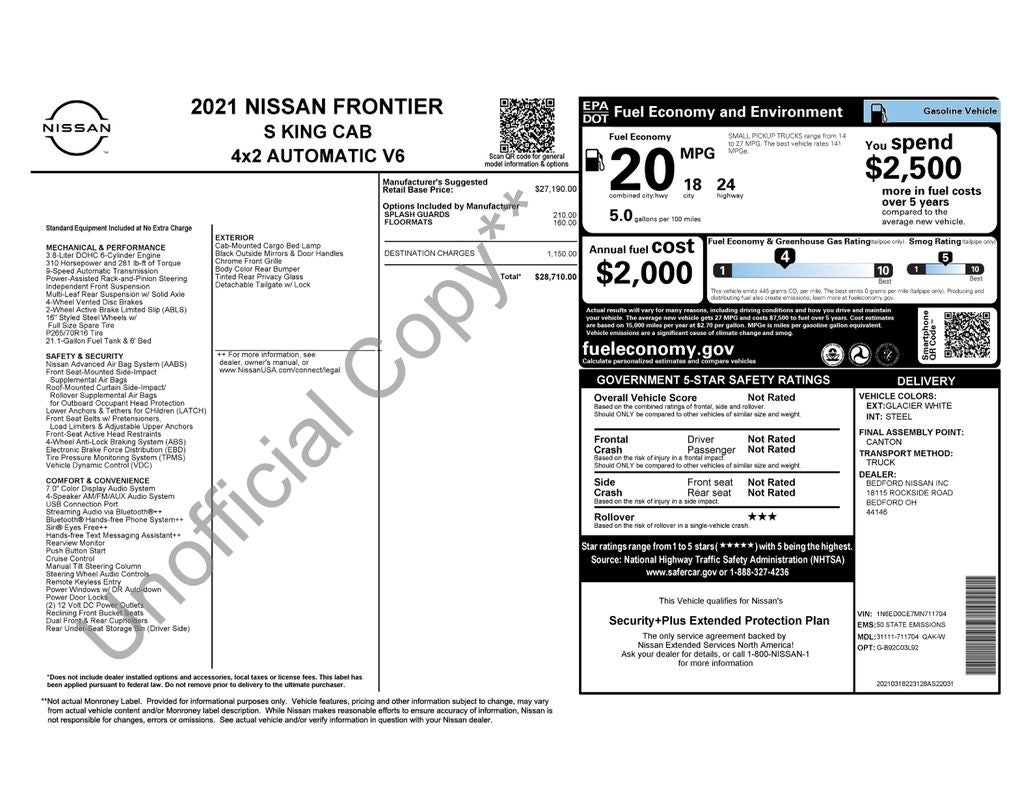 2021 Nissan Frontier S King Cab