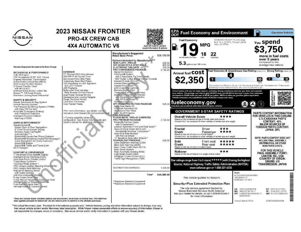 2023 Nissan Frontier PRO-4X Premium 4WD