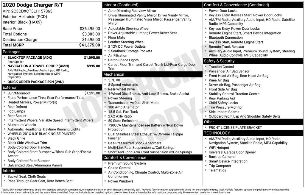 2020 Dodge Charger R/T Moonroof Blacktop Pkg.