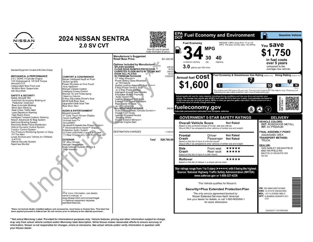 2024 Nissan Sentra SV Premium