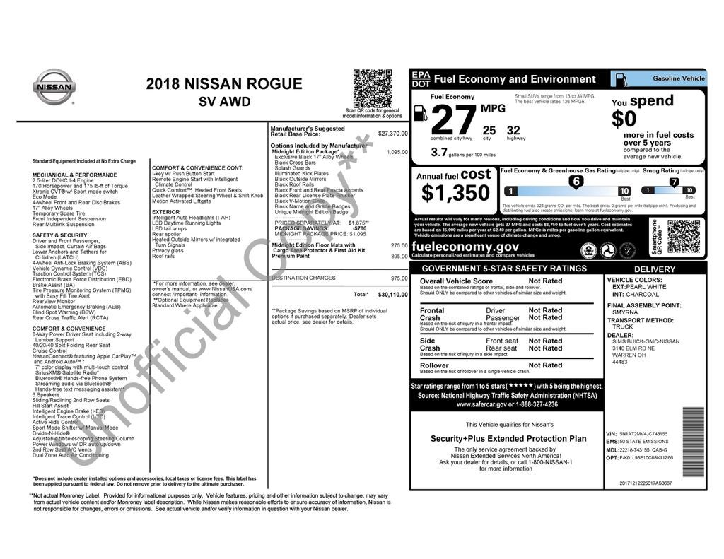 2018 Nissan Rogue SV Midnight Edition AWD