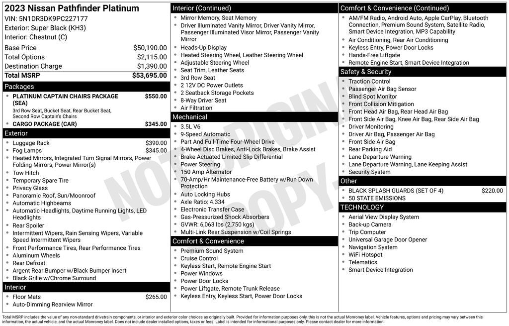 2023 Nissan Pathfinder Platinum AWD