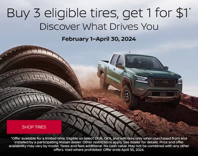 Buy 3 Tires Get 1 For $1*